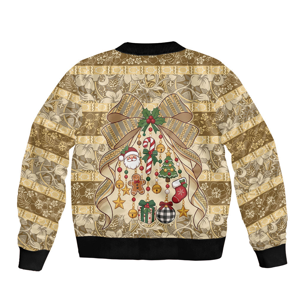 Hawai'i Kapa Christmas Bow Bomber Jacket Mele Kalikimaka LT9 - Polynesian Pride