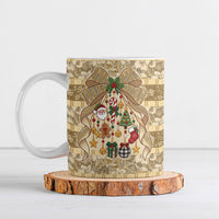 Hawai'i Kapa Christmas Bow Ceramic Mug Mele Kalikimaka LT9 Beige - Polynesian Pride