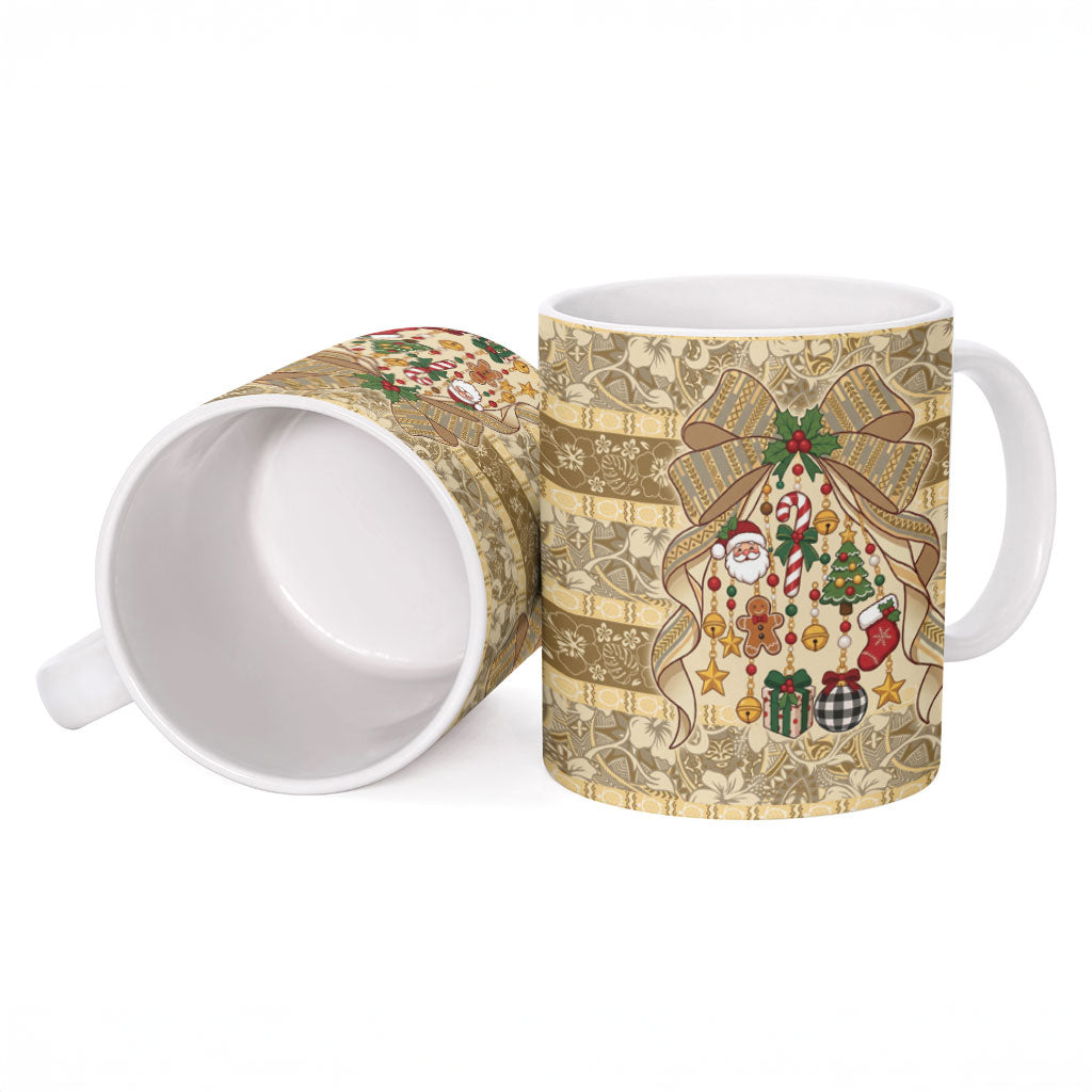 Hawai'i Kapa Christmas Bow Ceramic Mug Mele Kalikimaka LT9 - Polynesian Pride