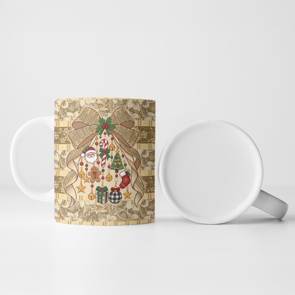 Hawai'i Kapa Christmas Bow Ceramic Mug Mele Kalikimaka LT9 - Polynesian Pride