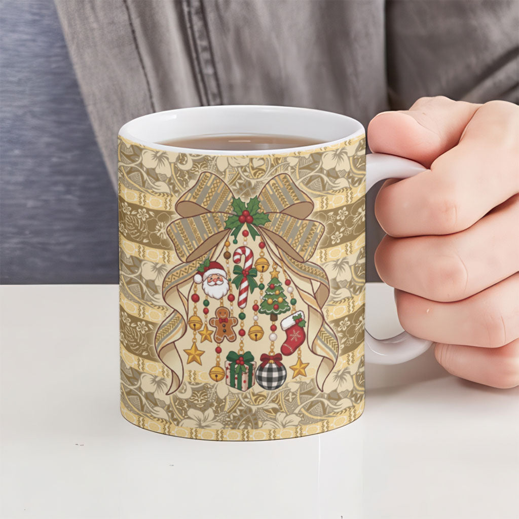 Hawai'i Kapa Christmas Bow Ceramic Mug Mele Kalikimaka LT9 - Polynesian Pride