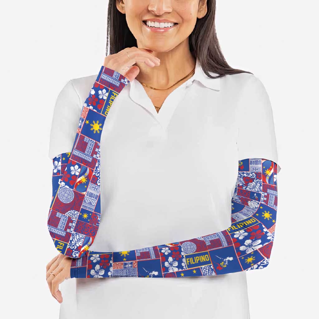 Filipino Maligayang Pasko Arm Sleeves Pacific Patchwork Xmas Vibes - Polynesian Pride