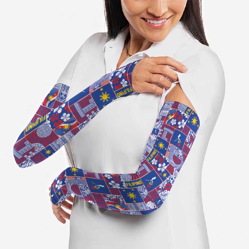 Filipino Maligayang Pasko Arm Sleeves Pacific Patchwork Xmas Vibes - Polynesian Pride