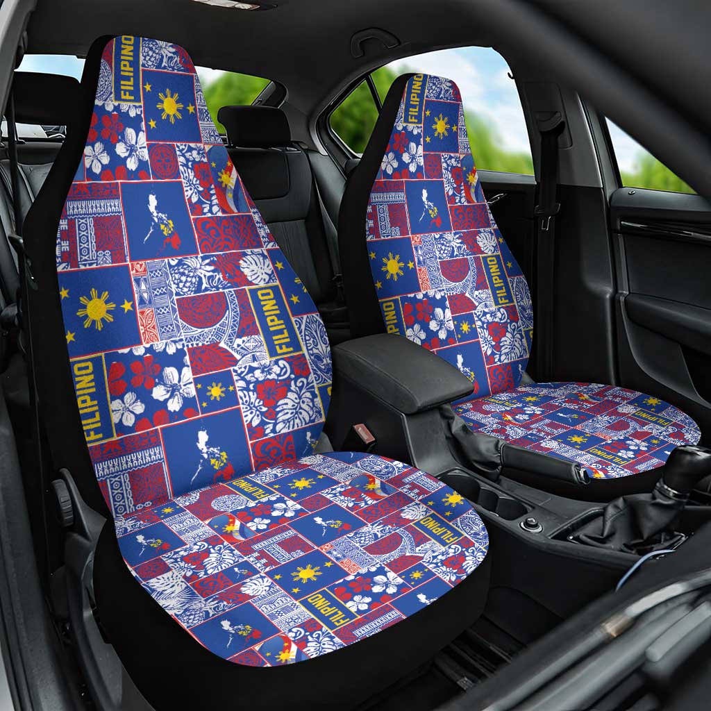 Filipino Maligayang Pasko Car Seat Cover Pacific Patchwork Xmas Vibes LT9 One Size Blue - Polynesian Pride