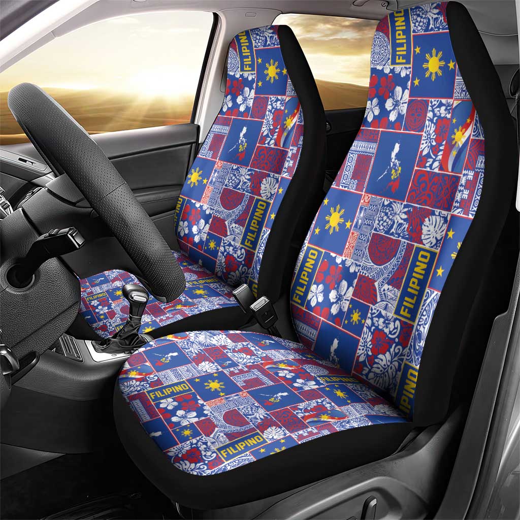 Filipino Maligayang Pasko Car Seat Cover Pacific Patchwork Xmas Vibes LT9 - Polynesian Pride