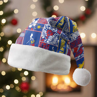 Filipino Maligayang Pasko Christmas Santa Hat Pacific Patchwork Xmas Vibes LT9 Without Fur Blue - Polynesian Pride