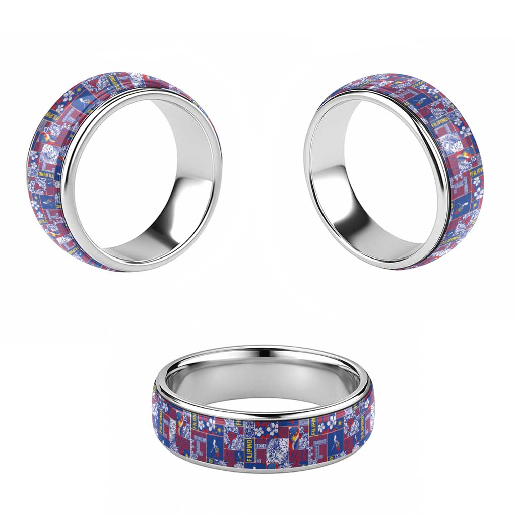 Filipino Maligayang Pasko Classic Ring Pacific Patchwork Xmas Vibes - Polynesian Pride
