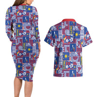 Filipino Maligayang Pasko Couples Matching Long Sleeve Bodycon Dress and Hawaiian Shirt Pacific Patchwork Xmas Vibes LT9 - Polynesian Pride
