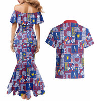 Filipino Maligayang Pasko Couples Matching Mermaid Dress and Hawaiian Shirt Pacific Patchwork Xmas Vibes LT9 - Polynesian Pride