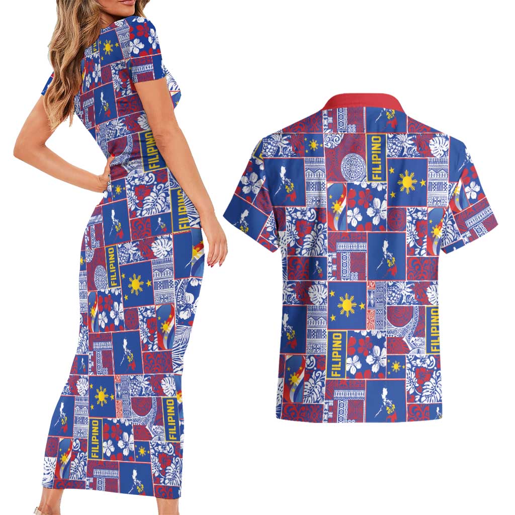 Filipino Maligayang Pasko Couples Matching Short Sleeve Bodycon Dress and Hawaiian Shirt Pacific Patchwork Xmas Vibes LT9 - Polynesian Pride