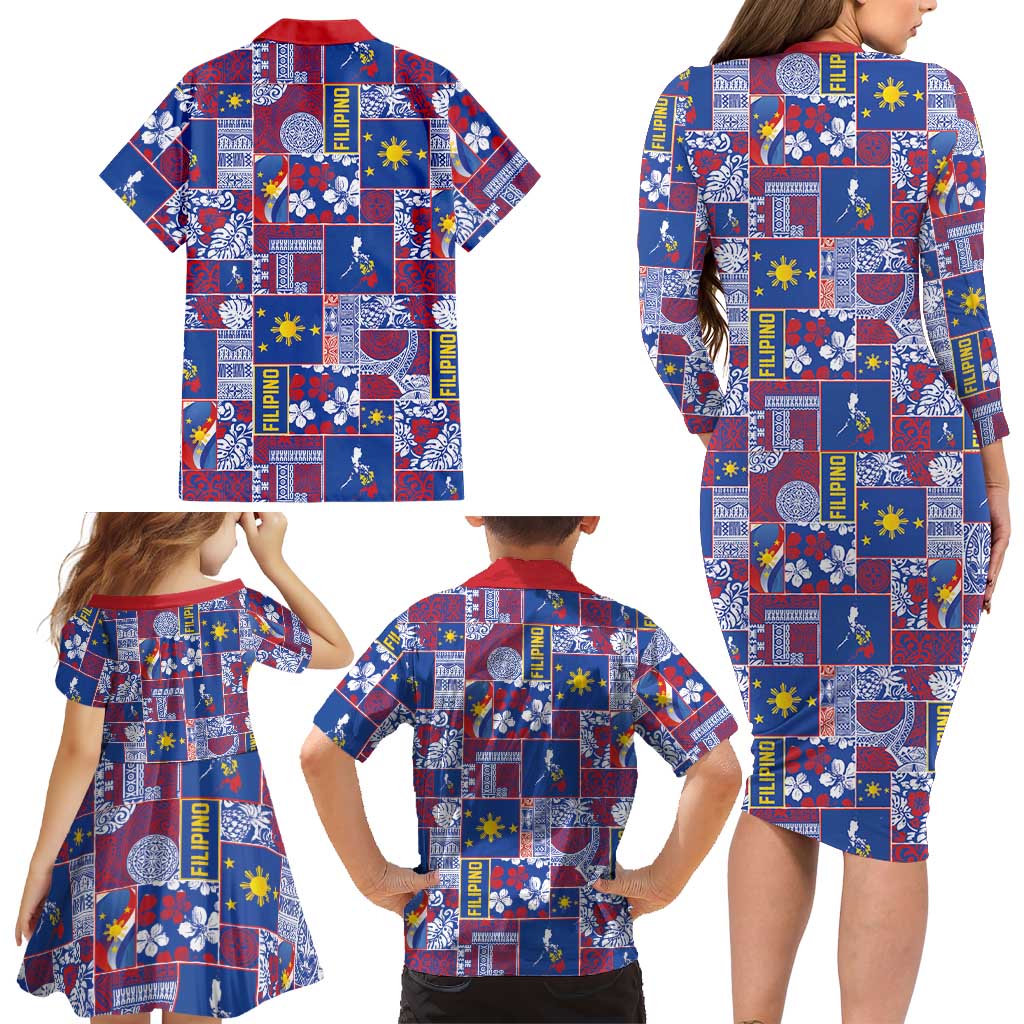 Filipino Maligayang Pasko Family Matching Long Sleeve Bodycon Dress and Hawaiian Shirt Pacific Patchwork Xmas Vibes LT9 - Polynesian Pride