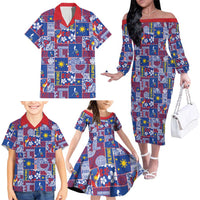 Filipino Maligayang Pasko Family Matching Off The Shoulder Long Sleeve Dress and Hawaiian Shirt Pacific Patchwork Xmas Vibes LT9 - Polynesian Pride