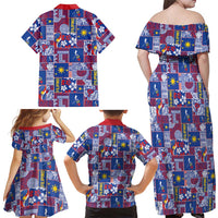 Filipino Maligayang Pasko Family Matching Off Shoulder Maxi Dress and Hawaiian Shirt Pacific Patchwork Xmas Vibes LT9 - Polynesian Pride