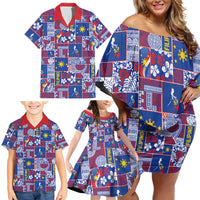 Filipino Maligayang Pasko Family Matching Off Shoulder Short Dress and Hawaiian Shirt Pacific Patchwork Xmas Vibes LT9 - Polynesian Pride