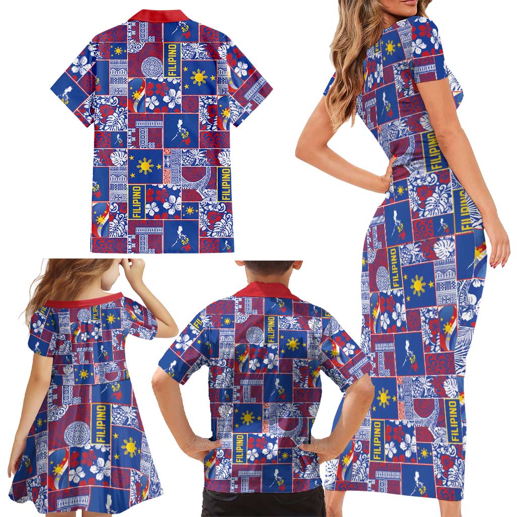 Filipino Maligayang Pasko Family Matching Short Sleeve Bodycon Dress and Hawaiian Shirt Pacific Patchwork Xmas Vibes LT9 - Polynesian Pride