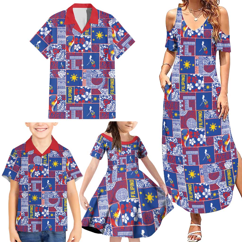 Filipino Maligayang Pasko Family Matching Summer Maxi Dress and Hawaiian Shirt Pacific Patchwork Xmas Vibes - Polynesian Pride