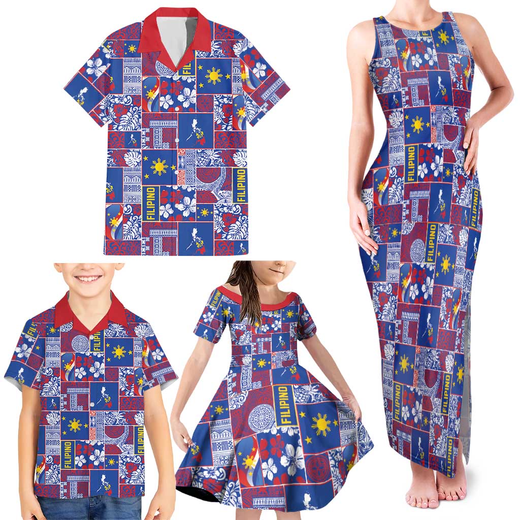 Filipino Maligayang Pasko Family Matching Tank Maxi Dress and Hawaiian Shirt Pacific Patchwork Xmas Vibes LT9 - Polynesian Pride