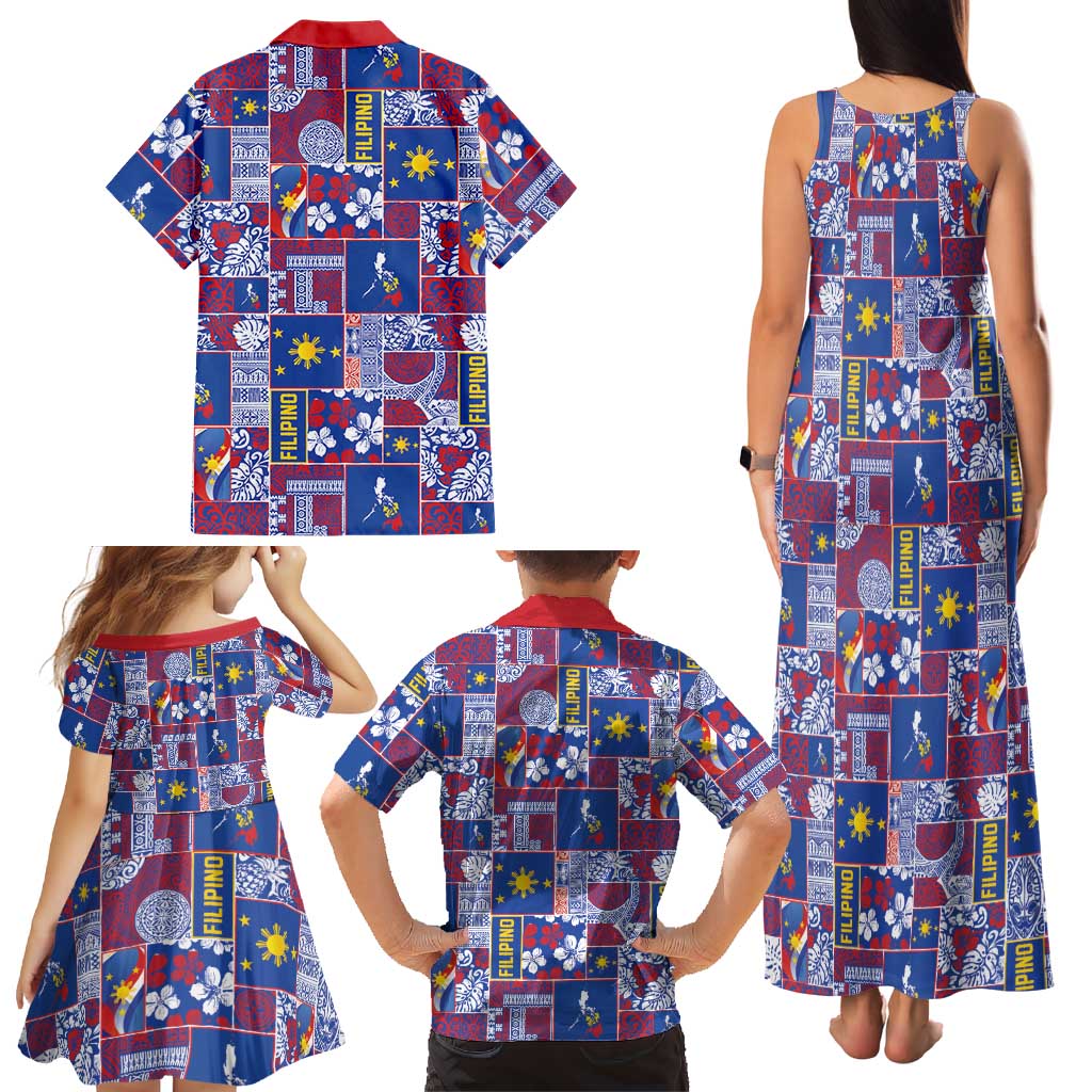 Filipino Maligayang Pasko Family Matching Tank Maxi Dress and Hawaiian Shirt Pacific Patchwork Xmas Vibes LT9 - Polynesian Pride