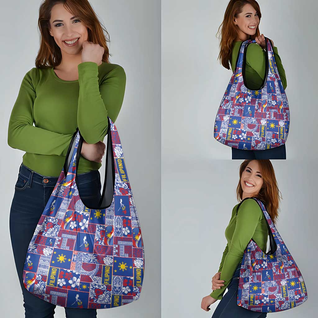 Filipino Maligayang Pasko Grocery Bag Pacific Patchwork Xmas Vibes - Polynesian Pride