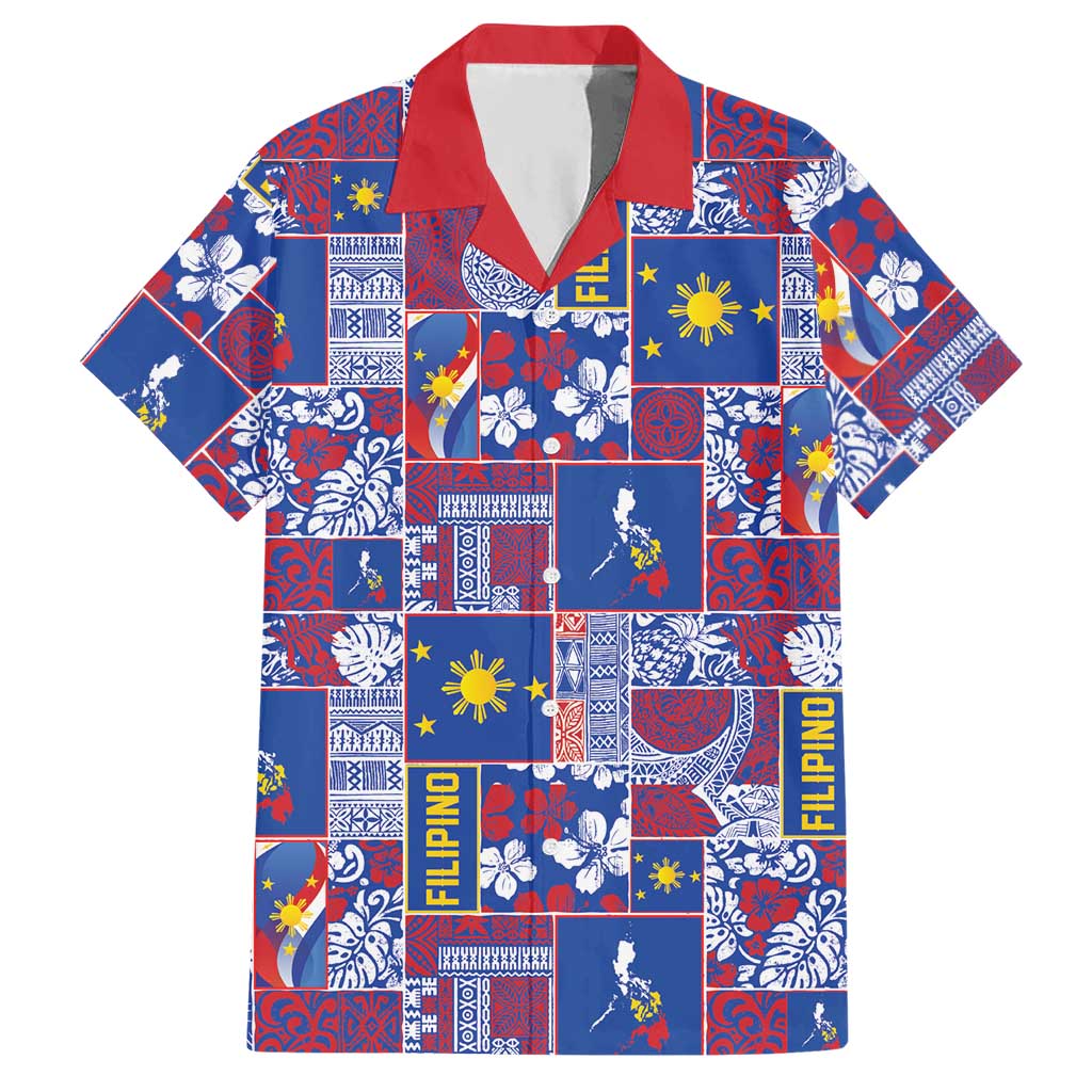 Filipino Maligayang Pasko Hawaiian Shirt Pacific Patchwork Xmas Vibes LT9 Blue - Polynesian Pride