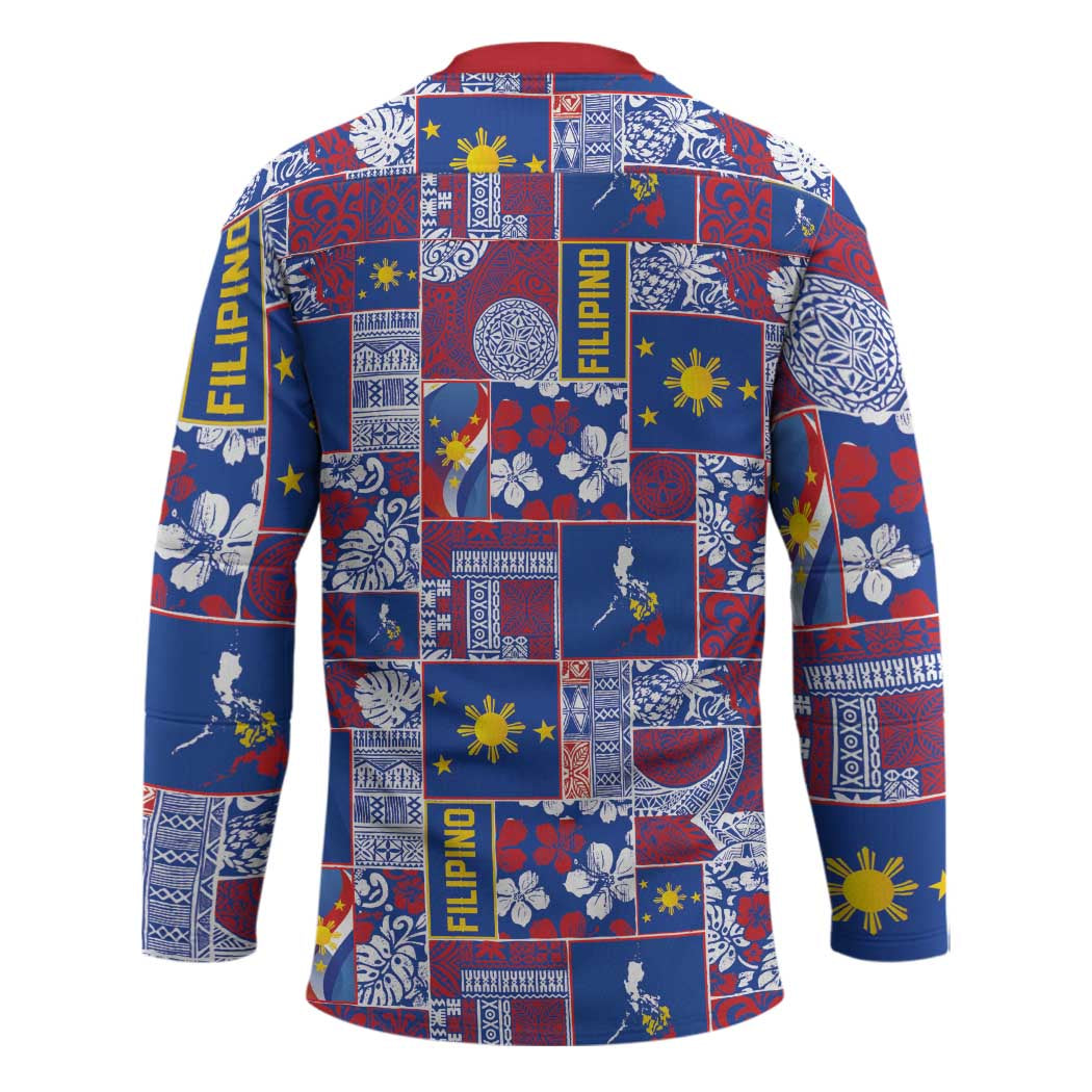 Filipino Maligayang Pasko Hockey Jersey Pacific Patchwork Xmas Vibes - Polynesian Pride