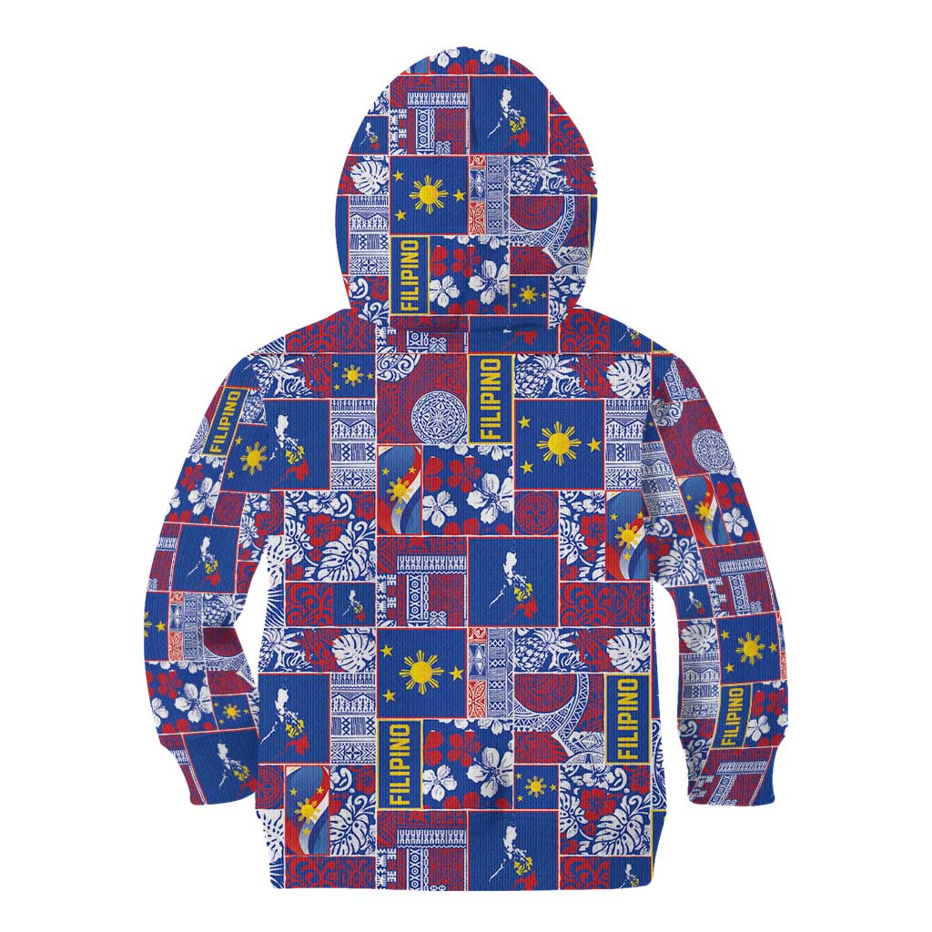 Filipino Maligayang Pasko Kid Hoodie Pacific Patchwork Xmas Vibes - Polynesian Pride
