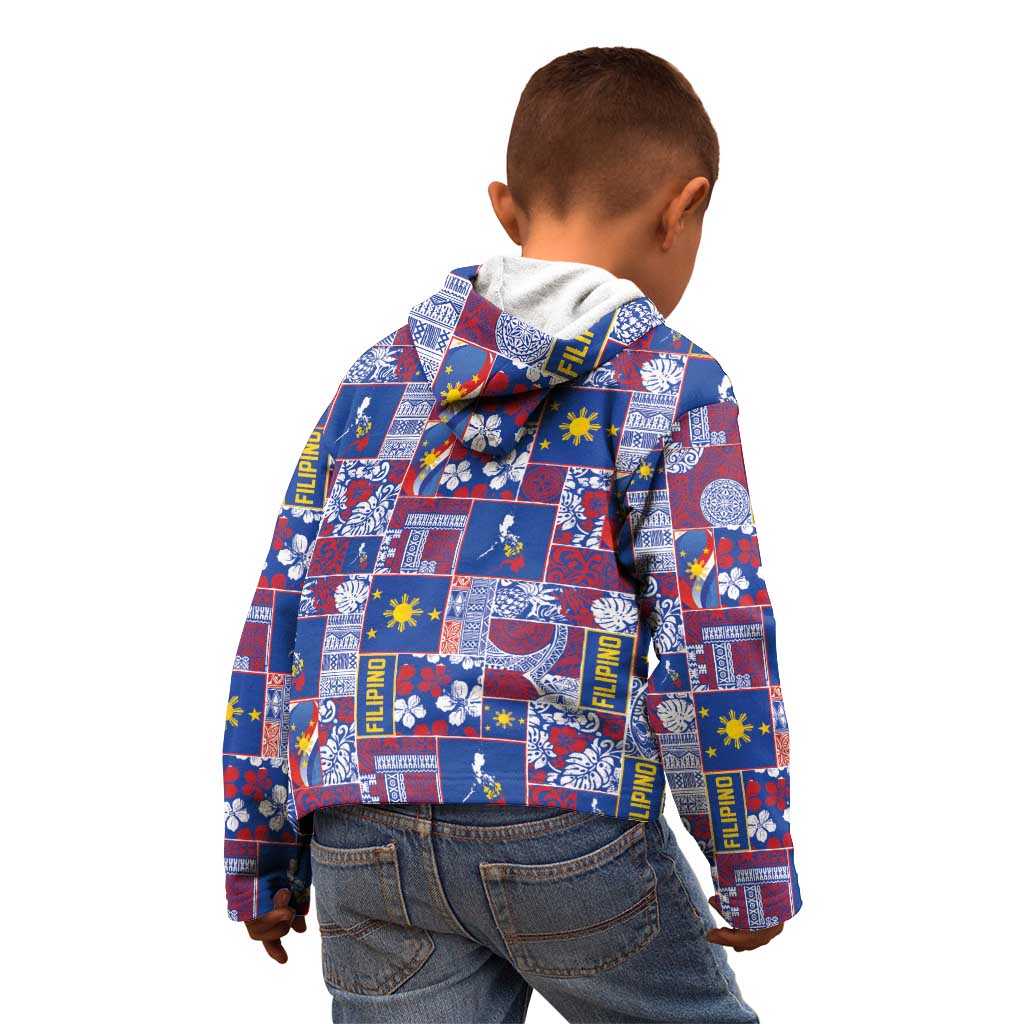 Filipino Maligayang Pasko Kid Hoodie Pacific Patchwork Xmas Vibes - Polynesian Pride