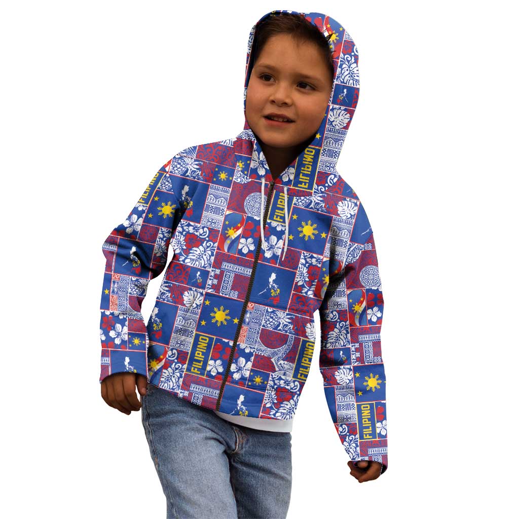 Filipino Maligayang Pasko Kid Hoodie Pacific Patchwork Xmas Vibes - Polynesian Pride