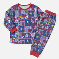Filipino Maligayang Pasko Christmas Pajama Set Pacific Patchwork Xmas Vibes LT9 Men Blue - Polynesian Pride