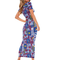 Filipino Maligayang Pasko Short Sleeve Bodycon Dress Pacific Patchwork Xmas Vibes - Polynesian Pride