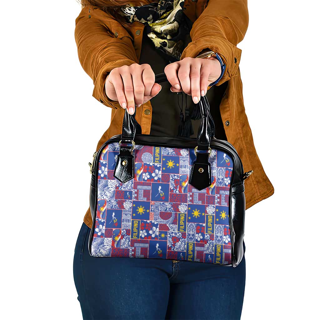 Filipino Maligayang Pasko Shoulder Handbag Pacific Patchwork Xmas Vibes - Polynesian Pride
