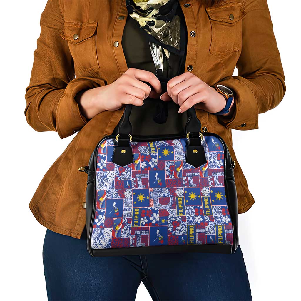 Filipino Maligayang Pasko Shoulder Handbag Pacific Patchwork Xmas Vibes - Polynesian Pride