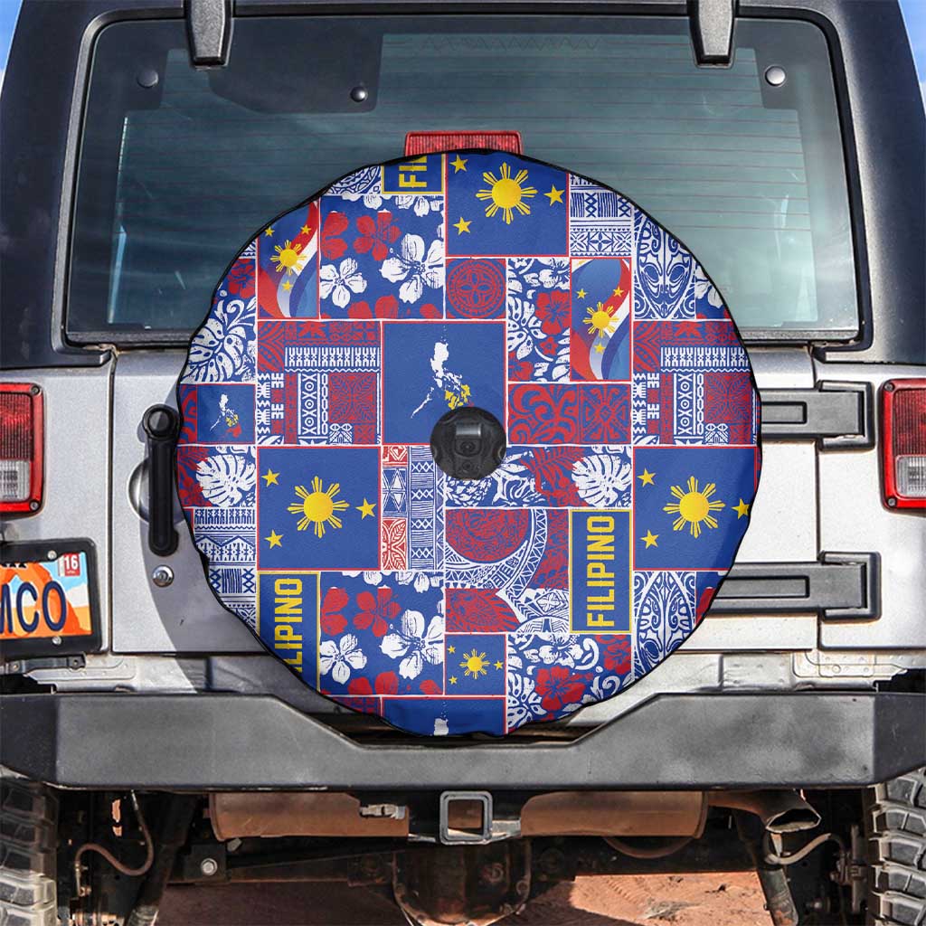 Filipino Maligayang Pasko Spare Tire Cover Pacific Patchwork Xmas Vibes LT9 Blue - Polynesian Pride