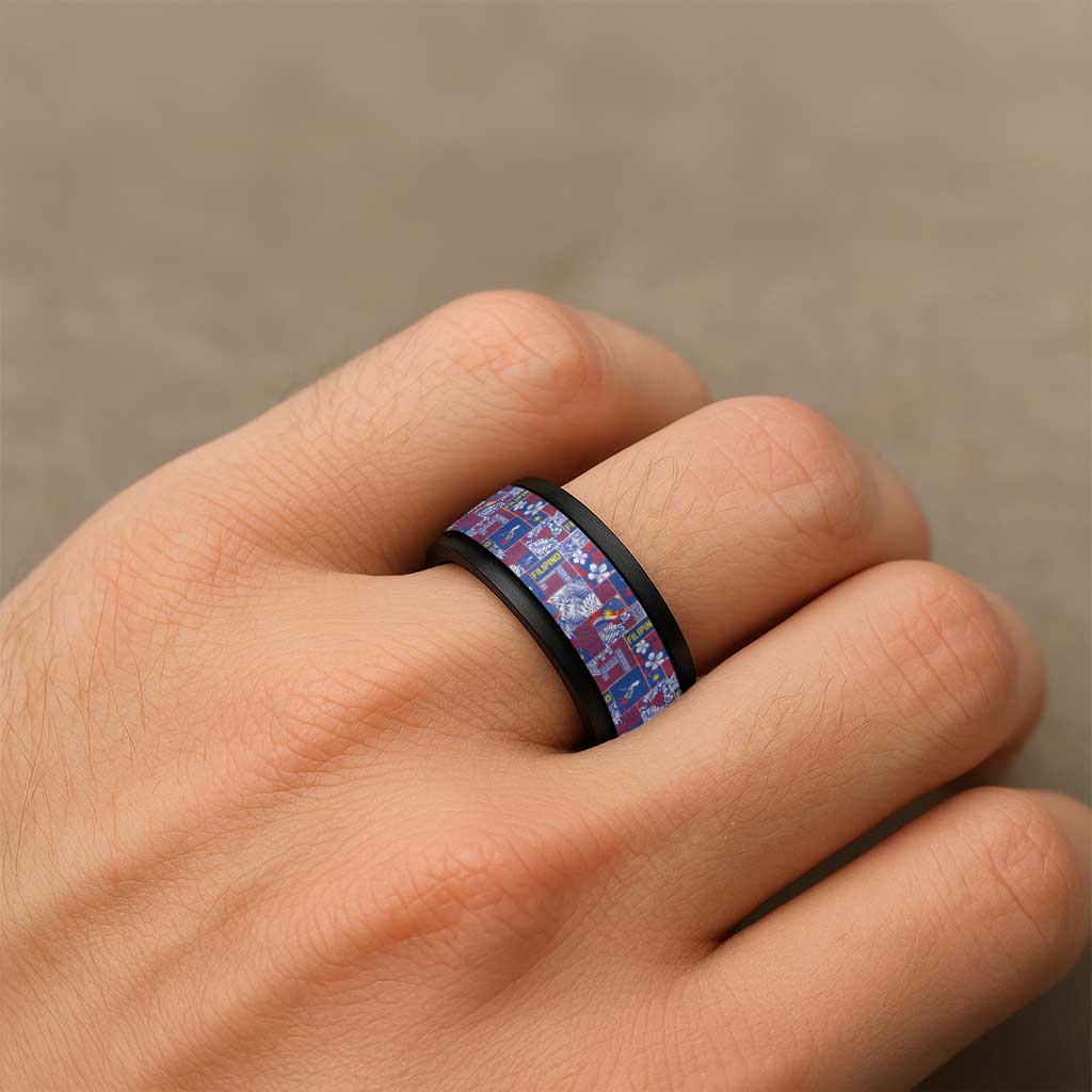 Filipino Maligayang Pasko Spinner Ring Pacific Patchwork Xmas Vibes - Polynesian Pride