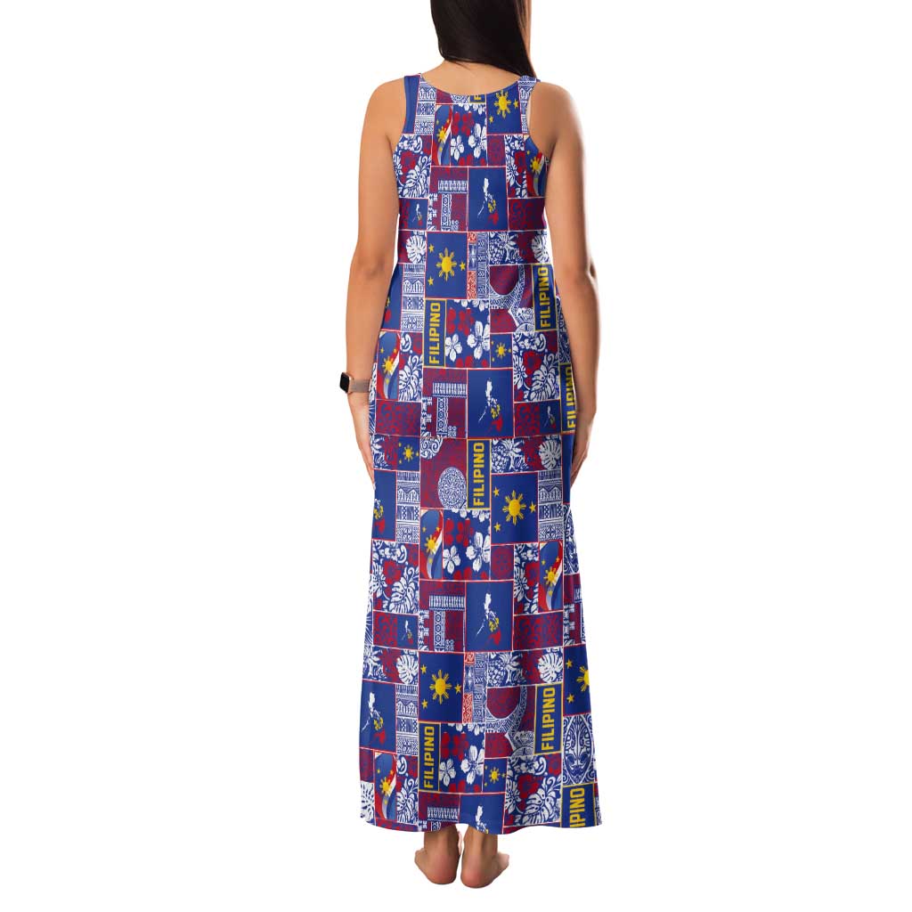 Filipino Maligayang Pasko Tank Maxi Dress Pacific Patchwork Xmas Vibes LT9 - Polynesian Pride