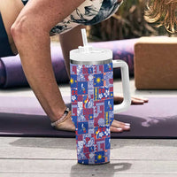 Filipino Maligayang Pasko Tumbler With Handle Pacific Patchwork Xmas Vibes - Polynesian Pride