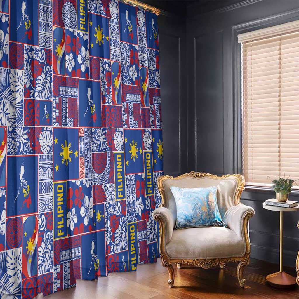 Filipino Maligayang Pasko Window Curtain Pacific Patchwork Xmas Vibes - Polynesian Pride