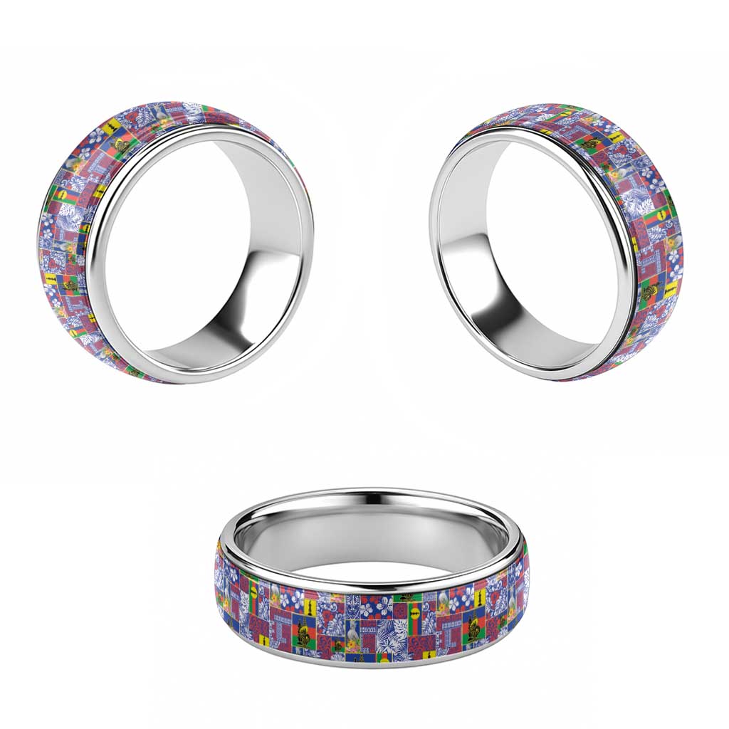 New Caledonia Joyeux Noel Classic Ring Pacific Patchwork Xmas Vibes - Polynesian Pride