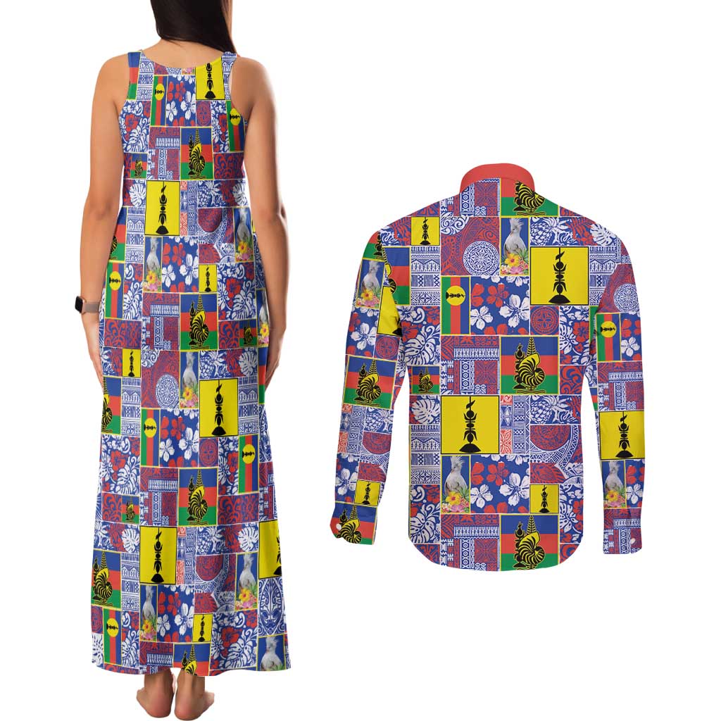 New Caledonia Joyeux Noel Couples Matching Tank Maxi Dress and Long Sleeve Button Shirt Pacific Patchwork Xmas Vibes LT9 - Polynesian Pride
