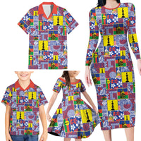 New Caledonia Joyeux Noel Family Matching Long Sleeve Bodycon Dress and Hawaiian Shirt Pacific Patchwork Xmas Vibes LT9 - Polynesian Pride