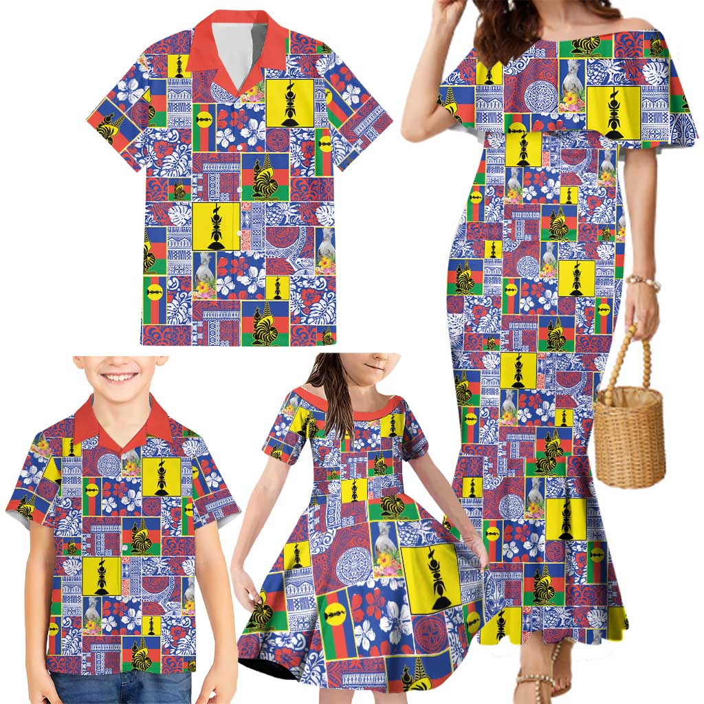 New Caledonia Joyeux Noel Family Matching Mermaid Dress and Hawaiian Shirt Pacific Patchwork Xmas Vibes LT9 - Polynesian Pride