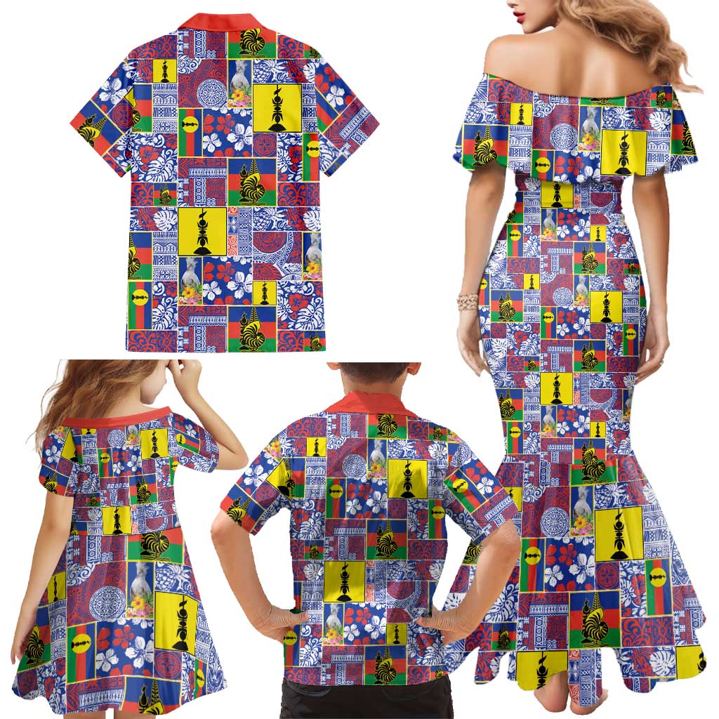 New Caledonia Joyeux Noel Family Matching Mermaid Dress and Hawaiian Shirt Pacific Patchwork Xmas Vibes LT9 - Polynesian Pride