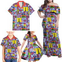 New Caledonia Joyeux Noel Family Matching Off Shoulder Maxi Dress and Hawaiian Shirt Pacific Patchwork Xmas Vibes LT9 - Polynesian Pride