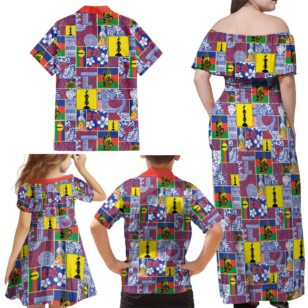 New Caledonia Joyeux Noel Family Matching Off Shoulder Maxi Dress and Hawaiian Shirt Pacific Patchwork Xmas Vibes LT9 - Polynesian Pride