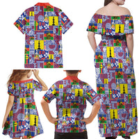 New Caledonia Joyeux Noel Family Matching Off Shoulder Maxi Dress and Hawaiian Shirt Pacific Patchwork Xmas Vibes LT9 - Polynesian Pride