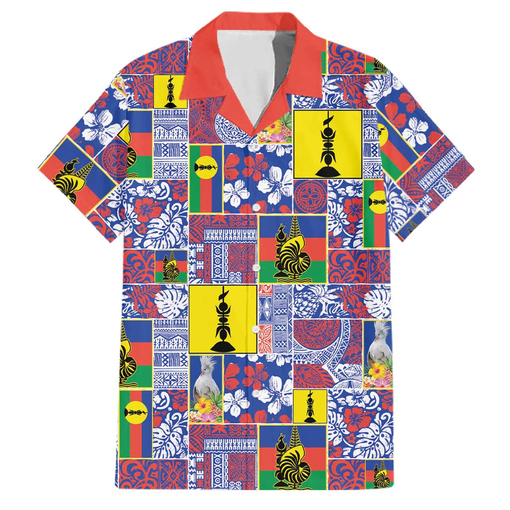 New Caledonia Joyeux Noel Family Matching Off Shoulder Maxi Dress and Hawaiian Shirt Pacific Patchwork Xmas Vibes LT9 Dad's Shirt - Short Sleeve Blue - Polynesian Pride