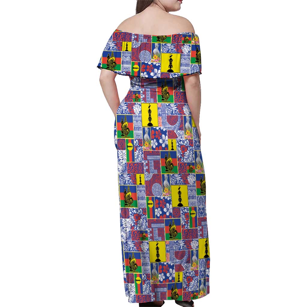 New Caledonia Joyeux Noel Family Matching Off Shoulder Maxi Dress and Hawaiian Shirt Pacific Patchwork Xmas Vibes LT9 - Polynesian Pride