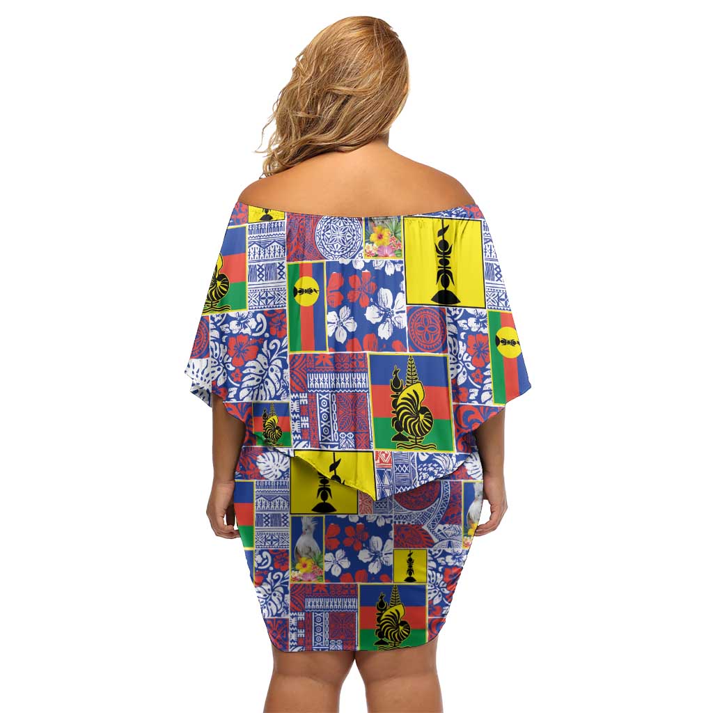 New Caledonia Joyeux Noel Family Matching Off Shoulder Short Dress and Hawaiian Shirt Pacific Patchwork Xmas Vibes LT9 - Polynesian Pride