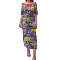 New Caledonia Joyeux Noel Family Matching Puletasi and Hawaiian Shirt Pacific Patchwork Xmas Vibes LT9 Mom's Dress Blue - Polynesian Pride