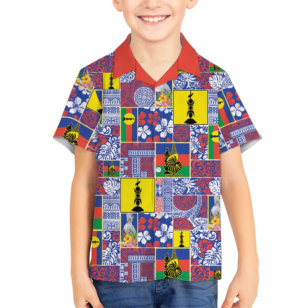 New Caledonia Joyeux Noel Family Matching Puletasi and Hawaiian Shirt Pacific Patchwork Xmas Vibes LT9 Son's Shirt Blue - Polynesian Pride